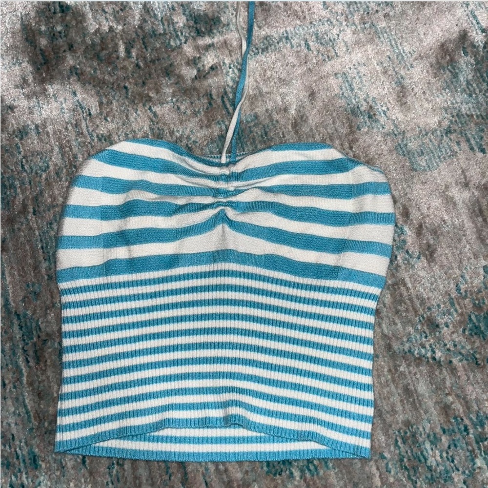 Striped Blue and White Women's Top